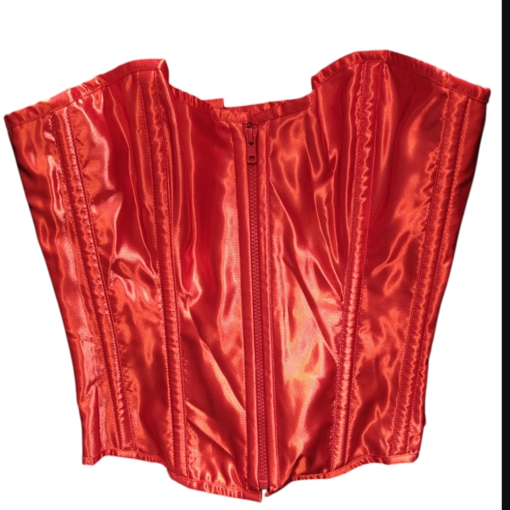Burleska Vibrant Red Satin Corset Top.